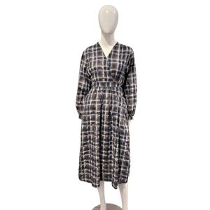 [페이지플린]브이넥 체크 허리끈 롱 원피스(F5AOP005A)