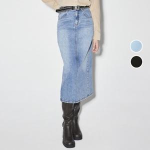 [버커루]여성 데님 절개 롱 스커트 B255DK980P