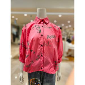 [르니앤맥코이]레터링 오버핏 면셔츠블라우스 MM05BL303HJY