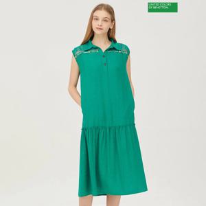 베네통 셔츠 카라 민소매 원피스 BAOP63431