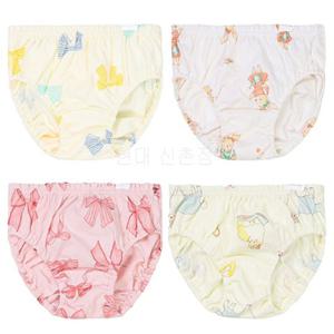 [오가닉맘] 아동 여아삼각팬티 4종세트 (MKSUUP24S)