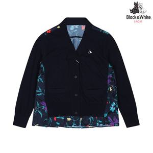 [블랙앤화이트]여성 플라워 프린트 플리츠 가디건 2815LZCC_NAVY