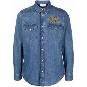 25 FW Alexander McQueen 로고 자수 데님 셔츠 687568QSY65 TP432234016