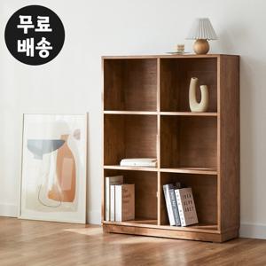 솔렌 고무나무 원목 책장 3단 소형 책장 6칸 800 월넛