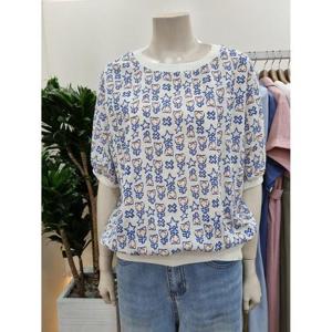 아니베F 세이브존06 린넨 5부 스마일 이모티콘 블라우스 A56WBL5J00