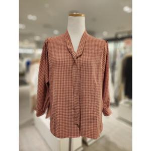 [SOUP]숲 체크 7부 볼륨 블라우스 (SB8LS32)