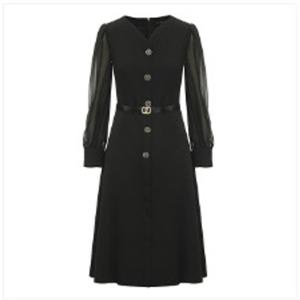 [미니멈]시스루 슬리브 플레어 원피스 (MYCGWO8040 BK7)_IC