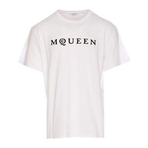 알렉산더맥퀸 화이트 크루넥 프린티드 로고 티셔츠 828420QTADD