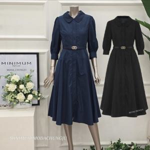 [미니멈]MD 카라넥 벌룬 백밴딩 앞집업 원피스 MD MZCGWO8900BK