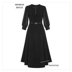 [미니멈]MD 시스루 브이넥 플레어 원피스 MD MZCGWO7980BK_CJ