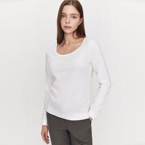 [지오다노]여자 자수 포인트 스쿱넥 무지 기본 긴팔 면 저지 티셔츠 2컬러 325901