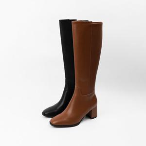 [신난다슈] 여성 롱부츠 6cm 2종 여자 부츠 힐 발편한 통굽 소가죽 사각코 기본 BS25072