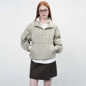 WOMAN 하프 집업 체크 아노락 [PISTACHIO] / WBE3L07508