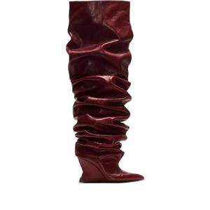 25 FW 발망 카프스킨 주름 웨지 싸이하이 부츠 95mm FN0TB169LSDX TP442333514