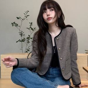 [올리브데올리브]라운드넥 체크 자켓 OW5XJ876