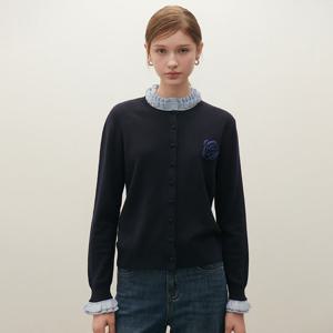 [SATIN] 플라워 러플 니트 가디건 O254T971