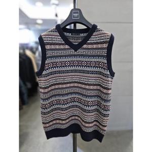 바쏘옴므 세이브존03 바쏘옴므 남자 조끼 네이비 울 블렌드 니트 베스트 WSAGZ3WV11A