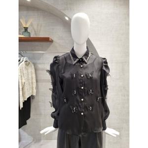 페이지플린  (F5CBL007) 진주 카라넥 나비 시스루 블라우스