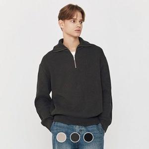 지오다노 055913 남성 가을 스티치 목넥 하프집 오픈카라 반집업 니트 스웨터 01055913