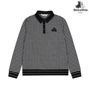 [블랙앤화이트]여성 하운드투스 패턴 블루종 티셔츠 9325LBJP_BLACK