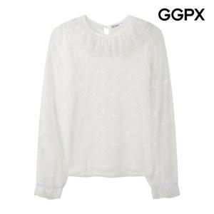[지지피엑스]더블 러플넥 시스루 레이스 블라우스 GP9SH046F