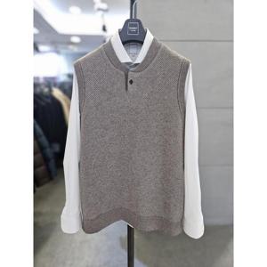 바쏘옴므 세이브존03 바쏘옴므 남자 조끼 울  혼방 베이지 니트 베스트 WSAGZ3WV09A