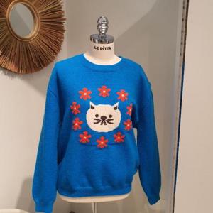 르피타 HC06 냥이 꽃집 포근 루즈핏 니트(블루) L254BSWA13