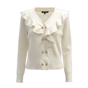 페이지플린  (F5CCA508) 브이넥 프릴 더블 버튼 긴팔 가디건