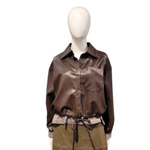 [페이지플린]체크셔츠 레이어드 레더자켓F5CJK501A