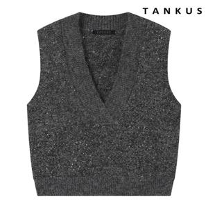 [탱커스] 딥 브이넥 스팽글 울 니트 베스트 (TX4VT005L0)