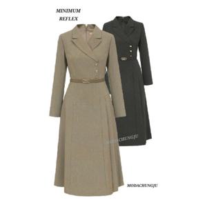 [미니멈]MD 카라넥 언발 사이드 플리츠 원피스 MD MZCGWO8960MB