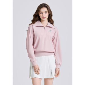 [챌린저]여성 트리코트 와이트카라 셔링 긴팔 티셔츠 라이트핑크