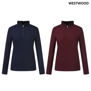 [웨스트우드] 여성 우븐 셔링 넥 집업 티셔츠 (2컬러) WP3WCTS310