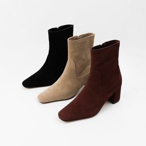 [신난다슈] 여성 앵클 부츠 힐 7cm 3종 여자 숏 앵글 부츠 소가죽 스웨이드 발편한 통굽 CA252270