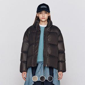 [지오다노]여성 세미 오버핏 미들랭스 오리털 덕다운 푸파 패딩 점퍼 375922