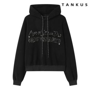 [탱커스] 스팽글 레터링 자수 융털 후드 티셔츠 (TX4TS003L0)