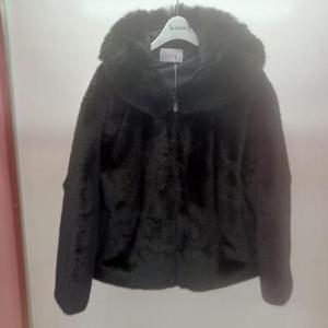 Latium HC06 세미크롭 안감 배색 페이크퍼 후드 집업 밍크 쟈켓형 점퍼 T2554jp02B