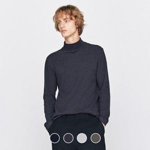 [지오다노]남성 겨울 기모 반목넥 기본핏 솔리드 무지 면 긴팔 티셔츠 025951