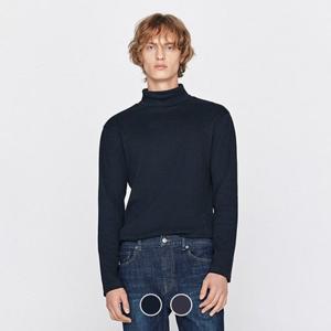 [지오다노]남성 겨울 기모 터틀넥 목폴라 기본핏 무지 면 긴팔 티셔츠 025952
