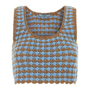 프라다 투톤 크로셰 라운드넥 크롭 탑 P29B65SOOO16SX F0HDX