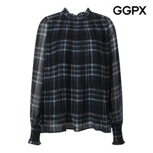[지지피엑스]체크 플리츠 쉬폰 블라우스 GP9SH067F