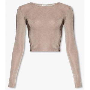 SAINT LAURENT 립 디테일 비스코스 크롭 탑 (735702 Y76BM 2832)