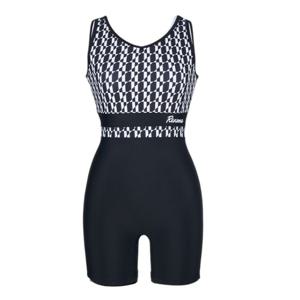 [레노마수영복]여성 지오메트릭 U백 3부 반신수영복 LF2F862-BK