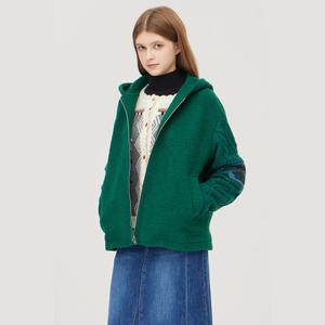 [베네통] 니트 슬리브 집업 후드 코트 BACT53561