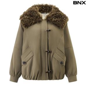 [BNX] 더플 버튼 퍼 레이어드 야상 점퍼 (BX4JP041L0)