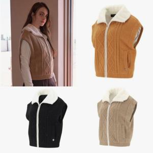 [엘르골프]여성  인조퍼 배색 풀오프 니트 베스트6K83101