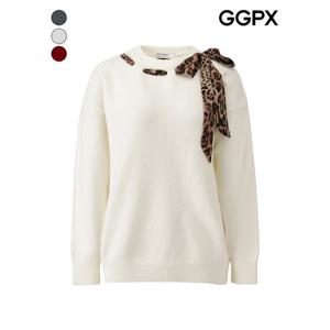 [GGPX]호피 리본넥 플레인 니트 (GPBKP044F)