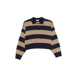 Brunello Cucinelli 스트라이프 버튼 폴로 탑 M16221605CNQ41