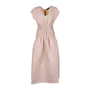 파비아나필리피 브이넥 플리츠 웨이스트 반팔 원피스 ABD275F63