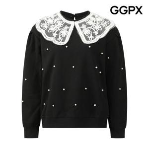 GGPX  레이스 빅 카라 진주 맨투맨 티셔츠 GPCTS025F